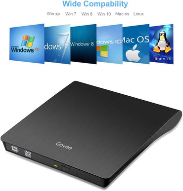 Lecteur de CD externe Govee, lecteur de DVD lent USB 3.0 pour Windows/Mac iOS