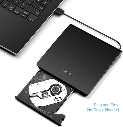 Lecteur de CD externe Govee, lecteur de DVD lent USB 3.0 pour Windows/Mac iOS