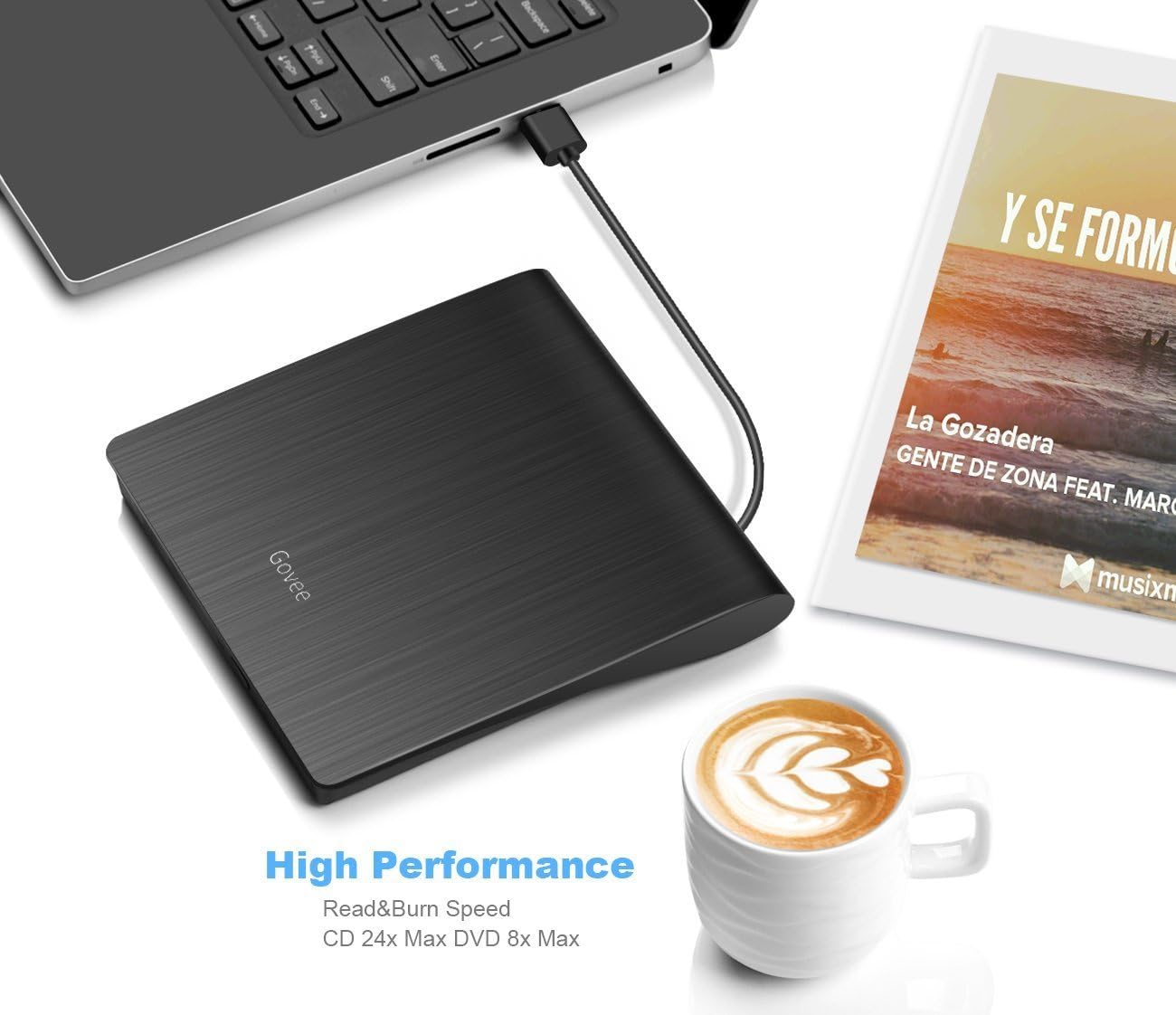 Lecteur de CD externe Govee, lecteur de DVD lent USB 3.0 pour Windows/Mac iOS