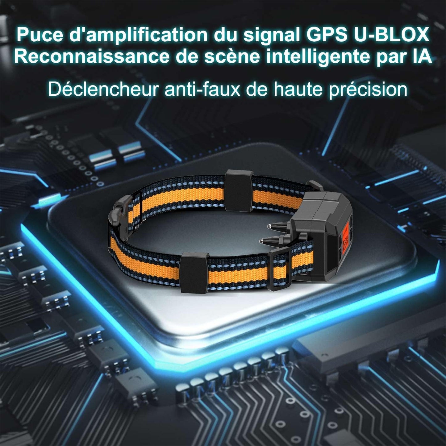 Bracelet GPS pour chien, 30–999 m, barre réglable, protection de vol améliorée, IPX7, étanche,