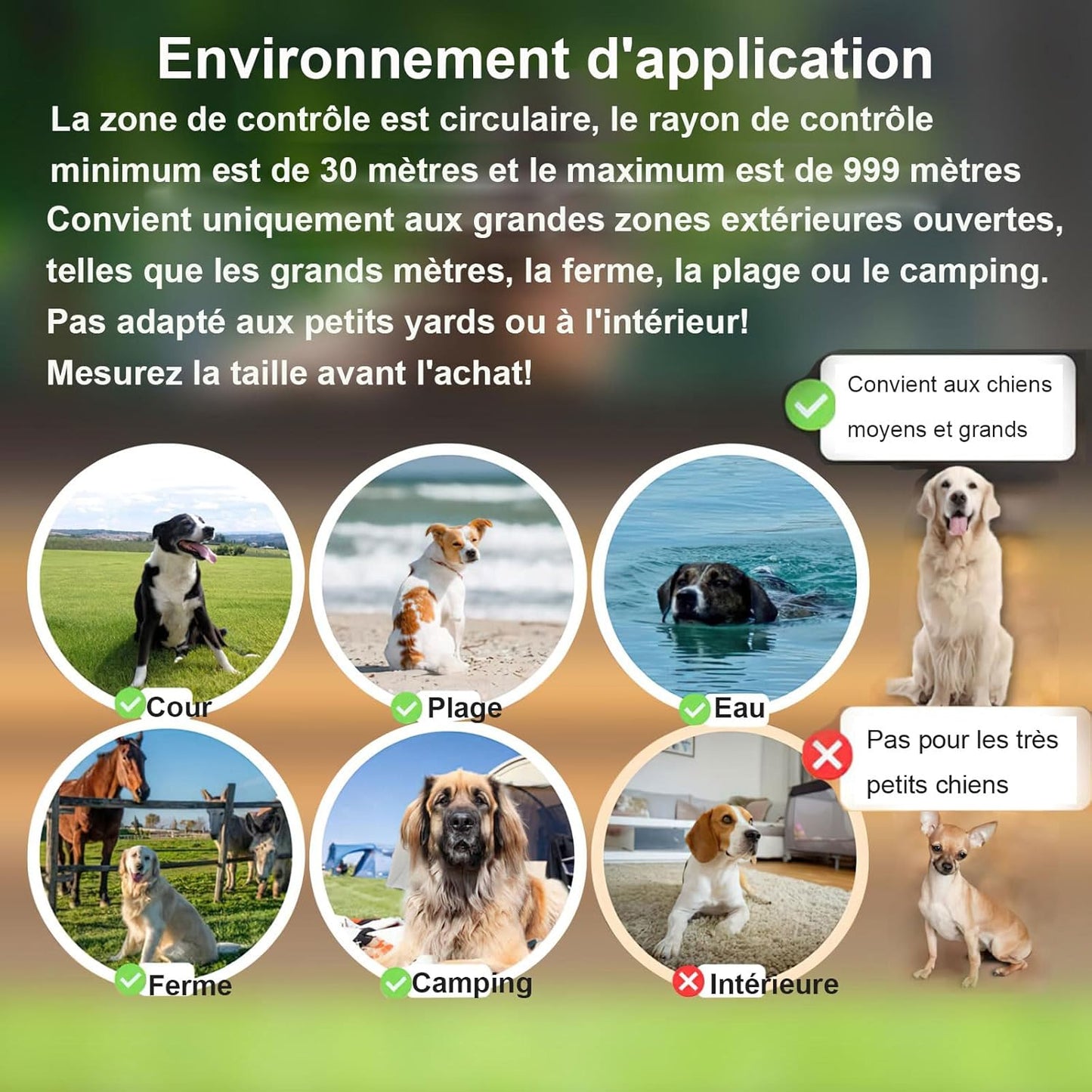 Bracelet GPS pour chien, 30–999 m, barre réglable, protection de vol améliorée, IPX7, étanche,