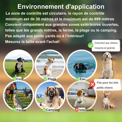 Bracelet GPS pour chien, 30–999 m, barre réglable, protection de vol améliorée, IPX7, étanche,
