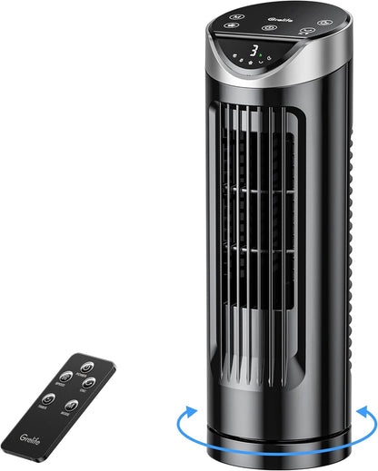 Grelife Turmventilator mit Fernbedienung, 13" Ventilator Leise mit 3 Modi 8-Std-Timer