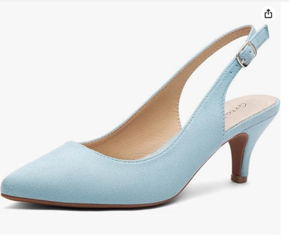 Greatonu Spitzsandalen, Slingback-Pumps mit Kitten-Heels, elegante Damenschuhe, High Heels (Größe 40)