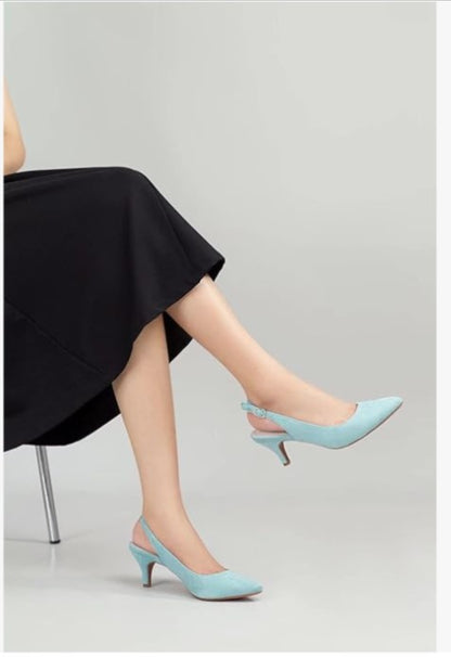 Greatonu Spitzsandalen, Slingback-Pumps mit Kitten-Heels, elegante Damenschuhe, High Heels (Größe 40)