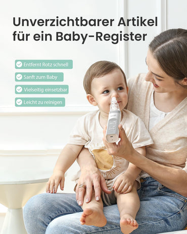 GROWNSY Nasensauger Baby Wiederaufladbar, Mit 3 Musik & Licht Funktion Grau