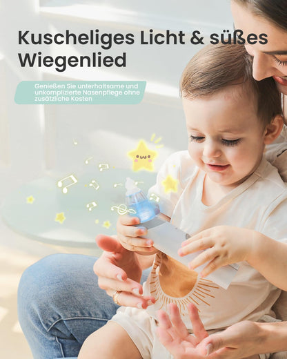GROWNSY Nasensauger Baby Wiederaufladbar, Mit 3 Musik & Licht Funktion Grau