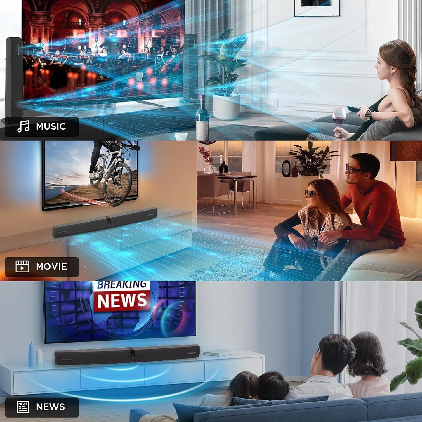 GarageRock Soundbar für TV Geräte, Teilbare 2-in-1 mit Automatischer Lautstärkeanpassung