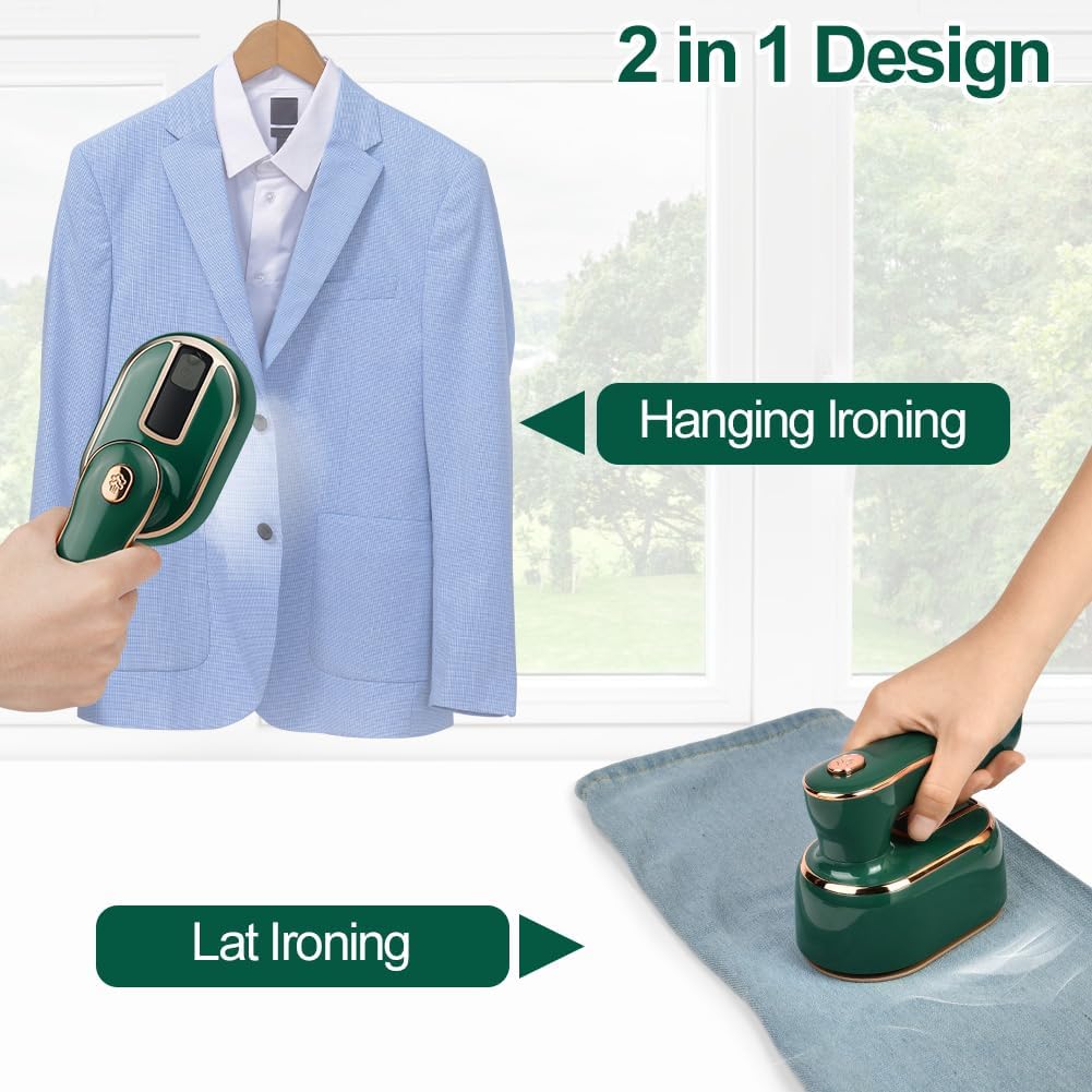 Mini Dampfbügeleisen , 1000 W Faltbares Tragbares Reisebügeleisen, Grün