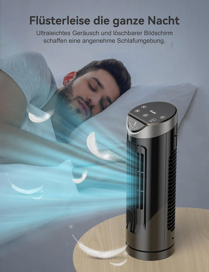 Grelife Turmventilator mit Fernbedienung, 13" Ventilator Leise mit 3 Modi 8-Std-Timer