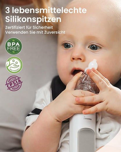 GROWNSY Nasensauger Baby Wiederaufladbar, Mit 3 Musik & Licht Funktion Grau