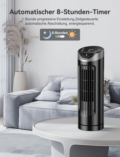 Grelife Turmventilator mit Fernbedienung, 13" Ventilator Leise mit 3 Modi 8-Std-Timer