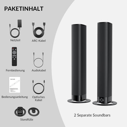 GarageRock Soundbar für TV Geräte, Teilbare 2-in-1 mit Automatischer Lautstärkeanpassung