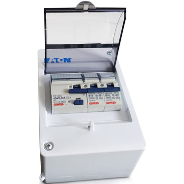 Armoires de sécurité GRENDA-HAMMER® avec interrupteur de sécurité FI 30mA + 2x connexion automatique de sécurité 16A pour petits bureaux pour la maison, le jardin, le garage, la cave, le poste de travail, etc.