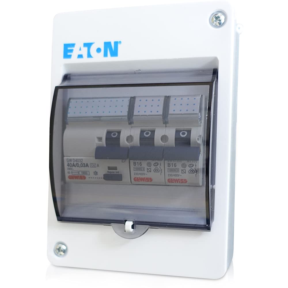 Armoires de sécurité GRENDA-HAMMER® avec interrupteur de sécurité FI 30mA + 2x connexion automatique de sécurité 16A pour petits bureaux pour la maison, le jardin, le garage, la cave, le poste de travail, etc.