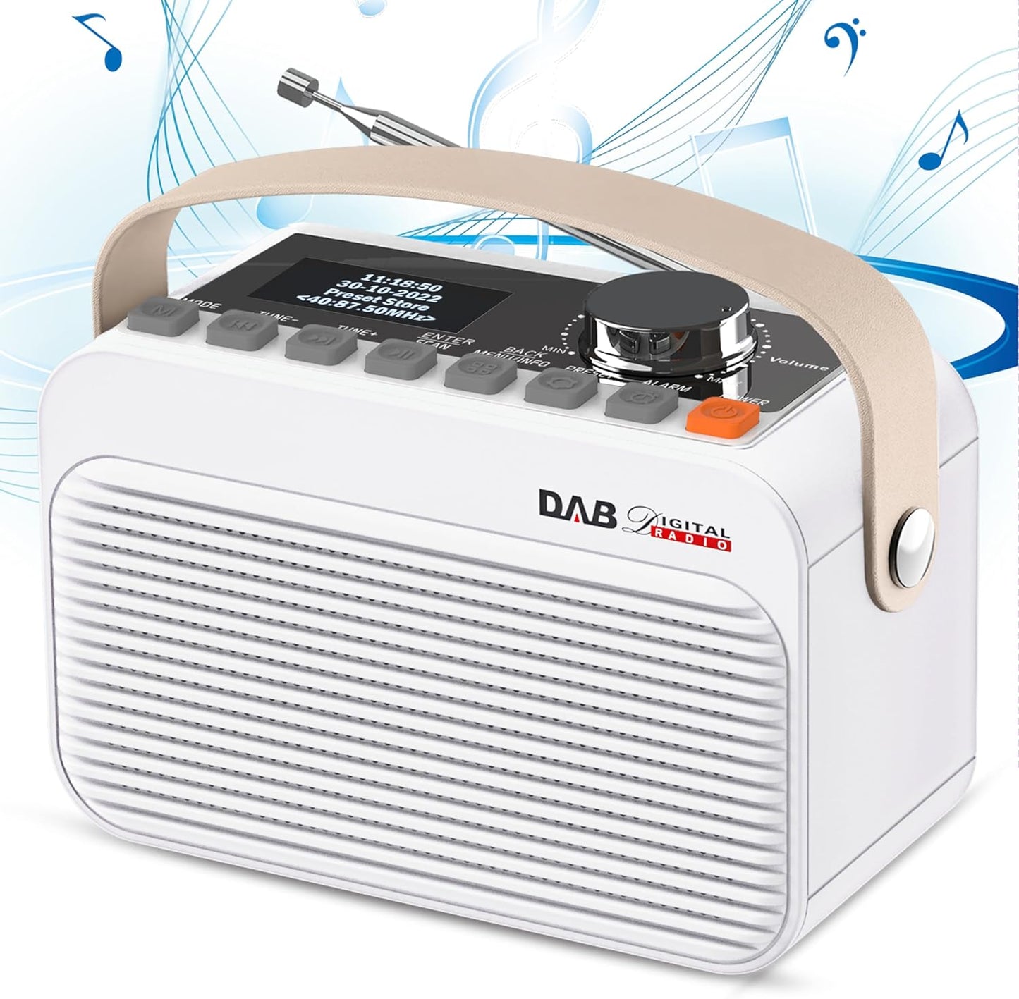 Greadio DAB/DAB+Digitales FM Radio mit Bluetooth, 80 Sender,LED-Display,TF/USB-Laufwerk