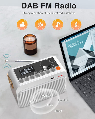 Greadio DAB/DAB+Digitales FM Radio mit Bluetooth, 80 Sender,LED-Display,TF/USB-Laufwerk
