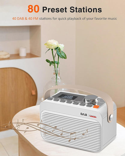 Greadio DAB/DAB+Digitales FM Radio mit Bluetooth, 80 Sender,LED-Display,TF/USB-Laufwerk