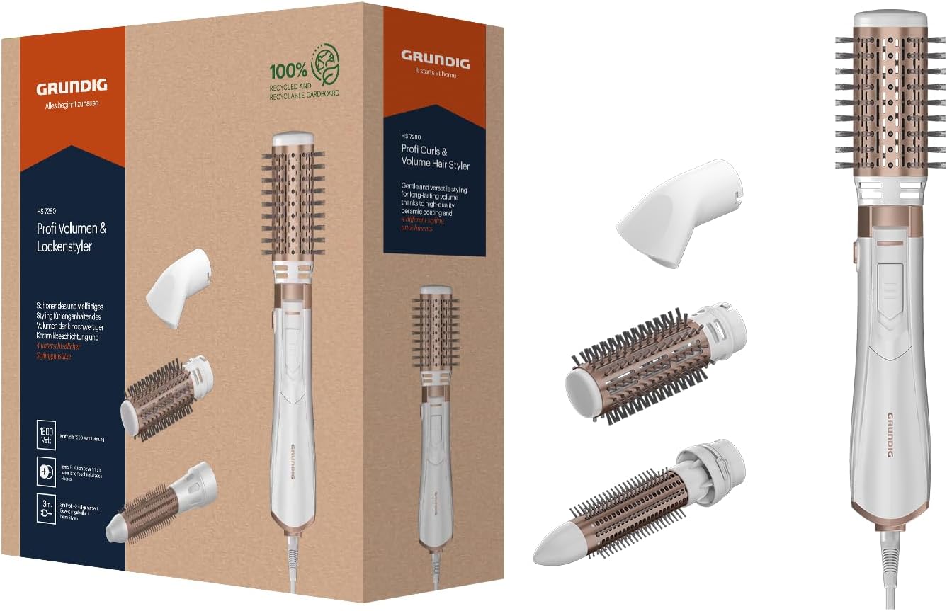 GRUNDIG HS 7280 Volume et Lock Styler, 1200 W, fonction ionique