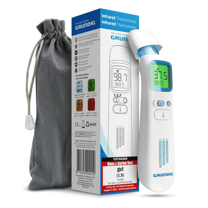 Grundig Fieberthermometer kontaktlos Infrarot Hochpräzise Ohr Stirn Objekte und Baby blitzschnell messen