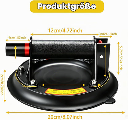 2er Set 8"  Vakuum Saugheber Glassauger Fliesen Glasheber mit Tragbarer Werkzeugkasten Max 200KG