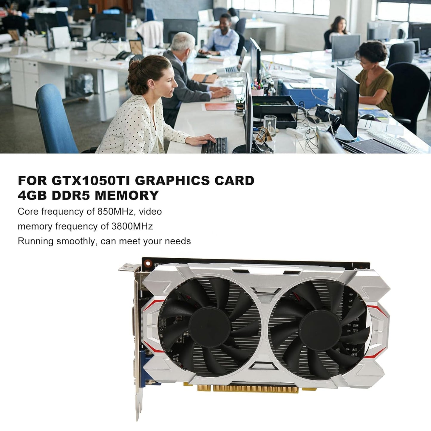 GTX1050Ti 4 GB Grafikkarte, DDR5, 128 Bit, PCI Express 2.0 16X, 850/3800 MHz,