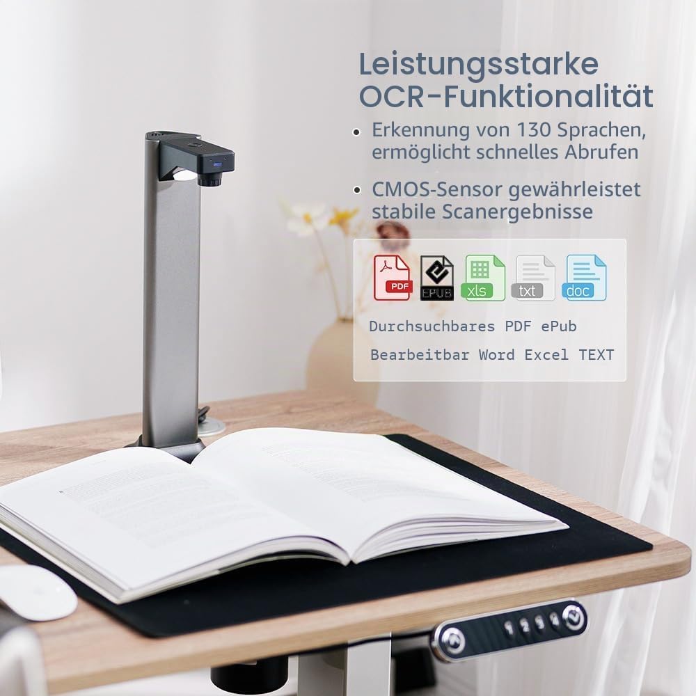 Gtremulent A3 Scanner Dokumentenscanner USB: 13MP Buchscanner mit OCR TTS Visualizer