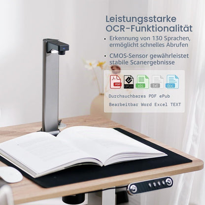 Gtremulent A3 Scanner Dokumentenscanner USB: 13MP Buchscanner mit OCR TTS Visualizer