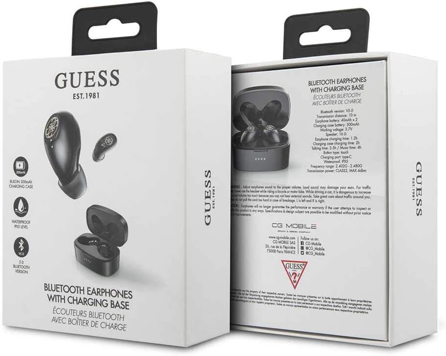 Guess Bluetooth Earphones + Charging base Ladestation schwarz