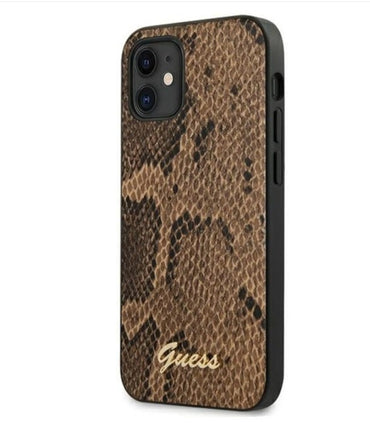 GUESS Schutzhülle für Apple iPhone 12 Mini Braun Python Hülle Case Cover Etui NEU