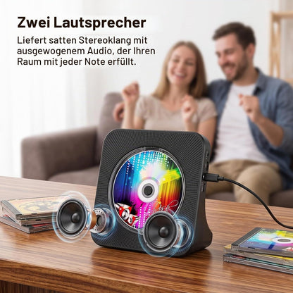 Gueray Tragbarer CD-Player, Bluetooth mit HiFi-Sound-Lautsprecher, niedlicher FM-Radio-CD-Musik-Player