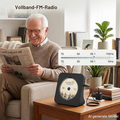 Gueray Tragbarer CD-Player, Bluetooth mit HiFi-Sound-Lautsprecher, niedlicher FM-Radio-CD-Musik-Player