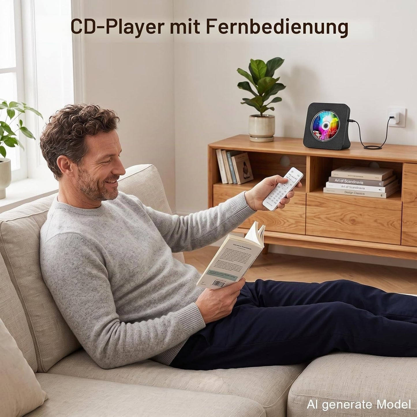 Gueray Tragbarer CD-Player, Bluetooth mit HiFi-Sound-Lautsprecher, niedlicher FM-Radio-CD-Musik-Player