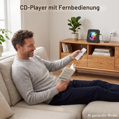 Gueray Tragbarer CD-Player, Bluetooth mit HiFi-Sound-Lautsprecher, niedlicher FM-Radio-CD-Musik-Player