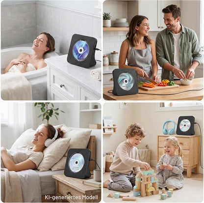 Gueray Tragbarer CD-Player, Bluetooth mit HiFi-Sound-Lautsprecher, niedlicher FM-Radio-CD-Musik-Player