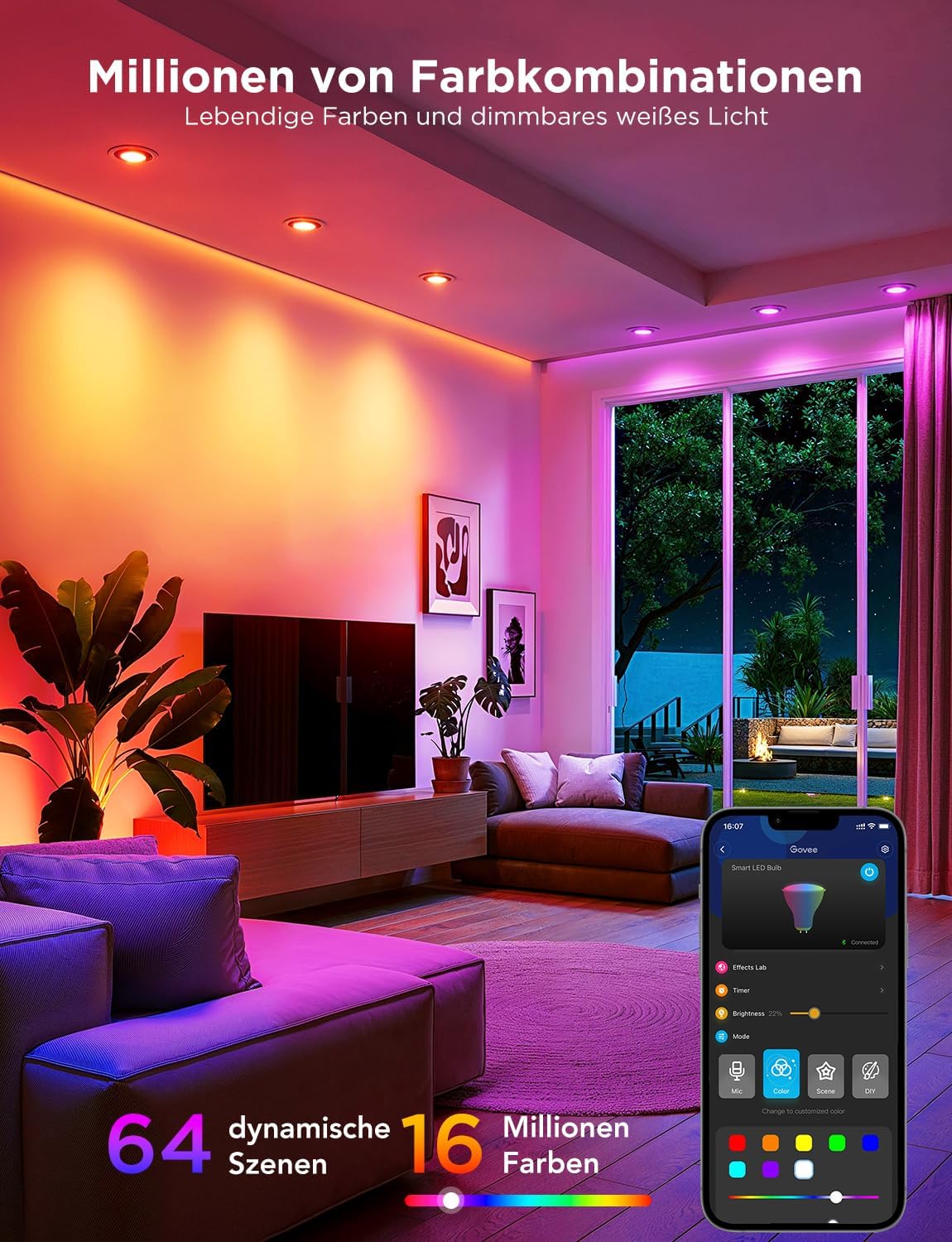 Govee Glühbirne GU10 LED RGBWW, Smarte Glühbirne 400LM WLAN(4 in pack)