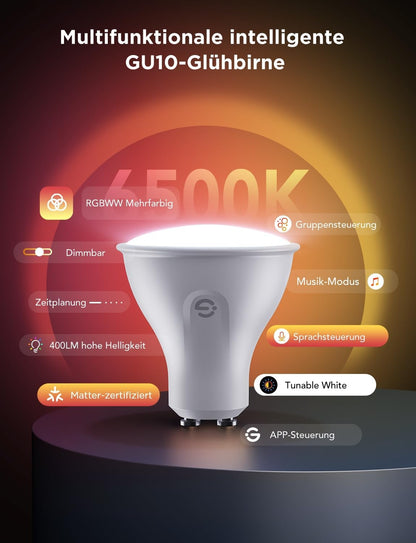 Govee Glühbirne GU10 LED RGBWW, Smarte Glühbirne 400LM WLAN(4 in pack)