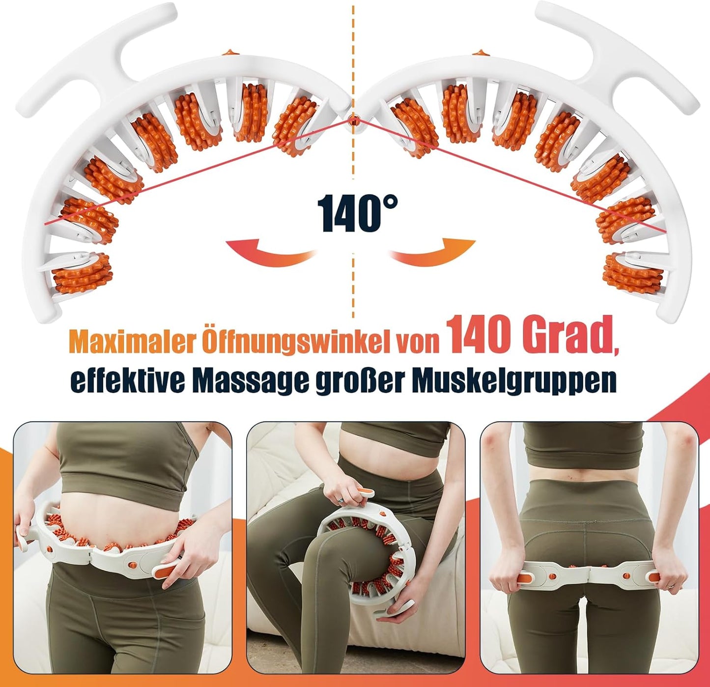 Gymerk Cellulite-Massagegerät, Cellulite-Roller avec abnehmbarem Griff pour Anti-Cellulite-Lymphdrainage, Lipödem-Cellulite-Massage Punisher Haut