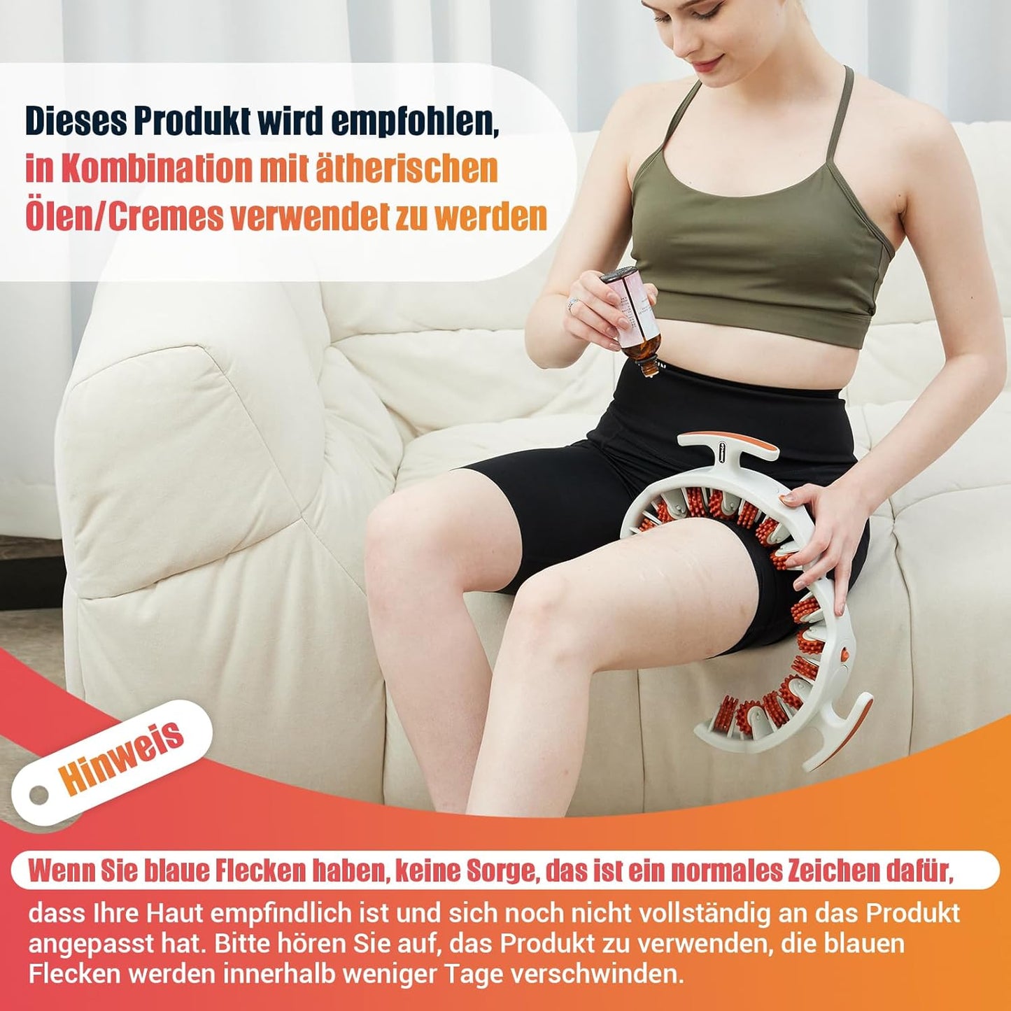 Gymerk Cellulite-Massagegerät, Cellulite-Roller avec abnehmbarem Griff pour Anti-Cellulite-Lymphdrainage, Lipödem-Cellulite-Massage Punisher Haut