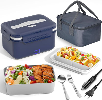 Herrfilk 100W Elektrische Lunchbox  3-in-1 12/24/220V Thermo Lunch Dunkelblau