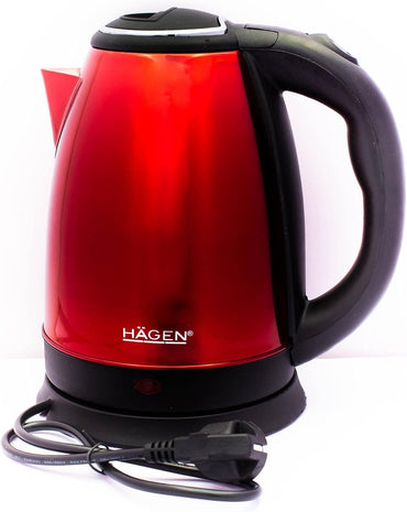 Hagen Wasserkocher -1.8L, 1500W Edelstahl Elektrischer Kabelloser  HA5525 Rot