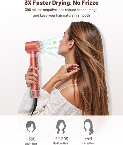 HITTIONA 5 in 1 Airstyler & Rundbürstenföhn，110.000 U/min Ionen Haartrockner (Kirschrot)