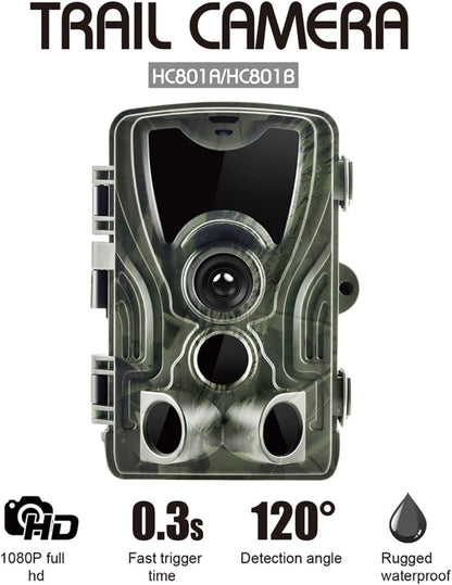 HC801A Wildkamera 16MP IP65 Fotofallen 0,3s Auslösezeit 940nm 1080p
