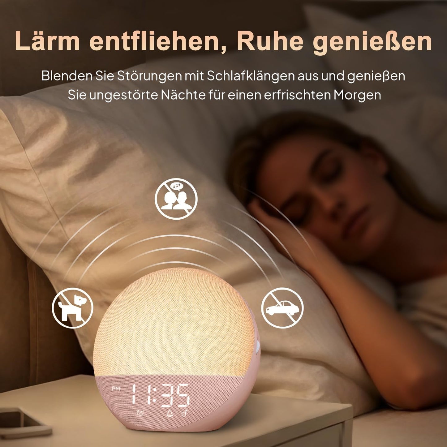 Hiromeco Tageslichtwecker Sonnenaufgang White Noise Machine,RGB,25 Naturgeräuschen mit Timer