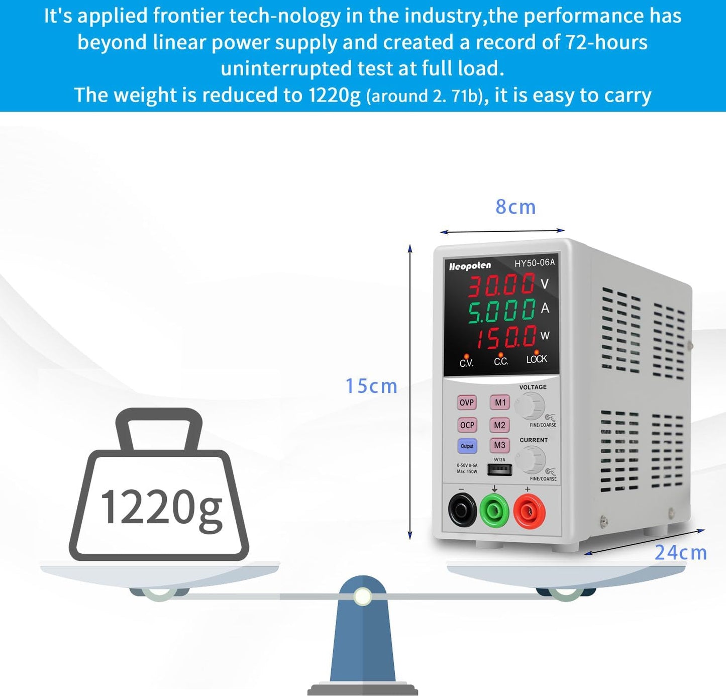 HEOPOTEN Labornetzteil, 50V 6A 150W Programmierbares Labornetzgerät