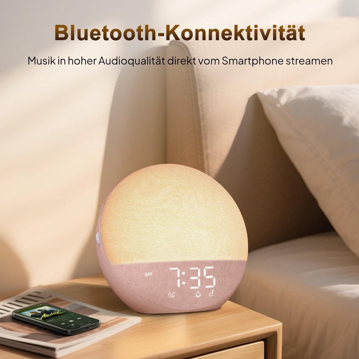 Hiromeco Tageslichtwecker Sonnenaufgang White Noise Machine,RGB,25 Naturgeräuschen mit Timer