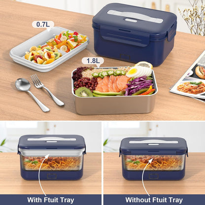 Herrfilk 100W Elektrische Lunchbox  3-in-1 12/24/220V Thermo Lunch Dunkelblau