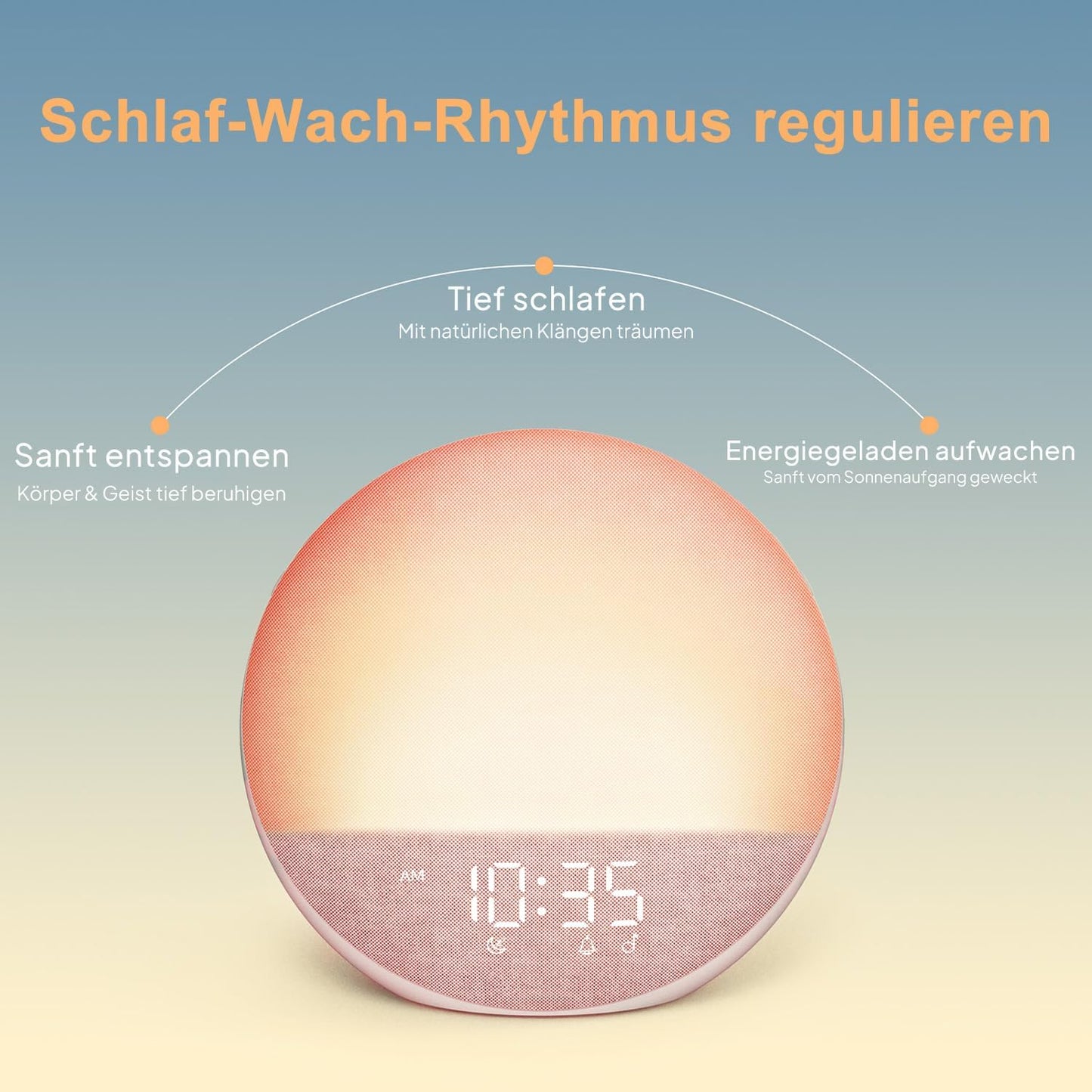 Hiromeco Tageslichtwecker Sonnenaufgang White Noise Machine,RGB,25 Naturgeräuschen mit Timer