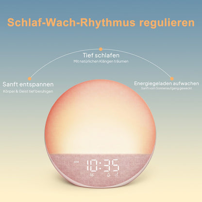 Hiromeco Tageslichtwecker Sonnenaufgang White Noise Machine,RGB,25 Naturgeräuschen mit Timer