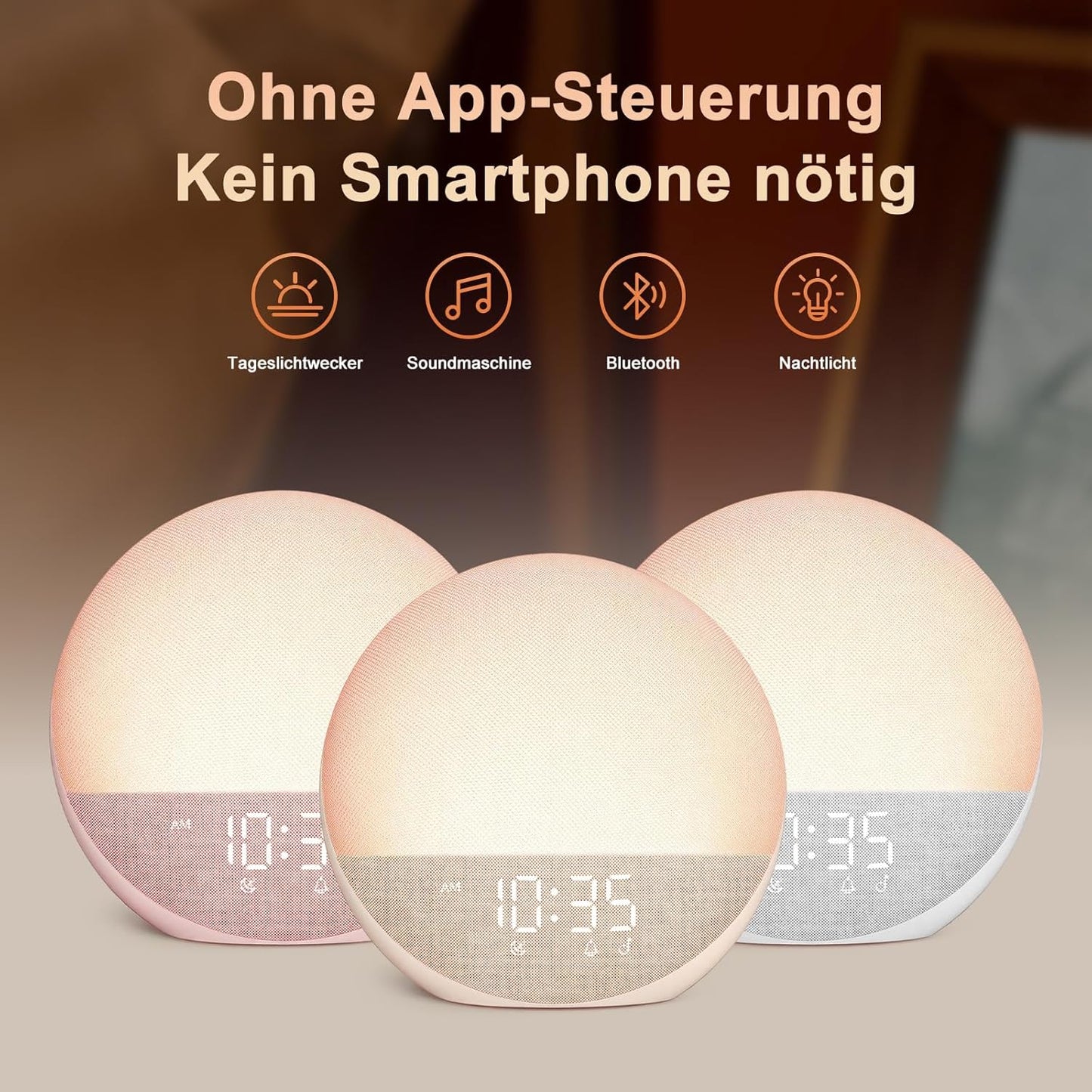 Hiromeco Tageslichtwecker Sonnenaufgang White Noise Machine,RGB,25 Naturgeräuschen mit Timer